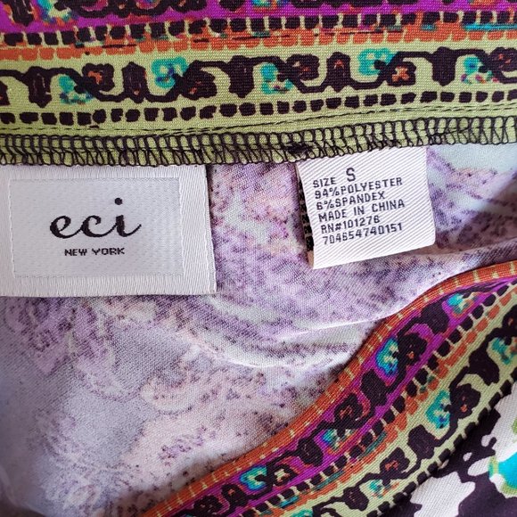 Floral Boho Dress Women's S Knit Stretch V Neck Tie Long Sleeve Brown & Purple - Picture 12 of 13